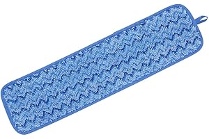 Rubbermaid Commercial Products Mop Head for Microfiber Damp Mop, 18-Inch, Blue, Heavy-Duty Single Sided Cleaning Cloth for Hardwood/Tile/Laminated Floors in Kitchen/Lobby/Office