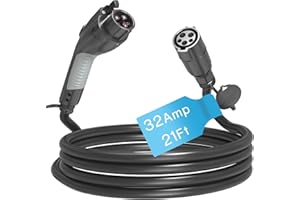 SEGUMA EV Charger Extension Cable, 21ft 32Amp J1772 Extension Cable Compatible with 110V-240V SAE J1772 EV Chargers, Suitable for J1772 EVs/PHEVs, Level 1/ Level 2 IP66 Car Charger Extension Cord with Bag