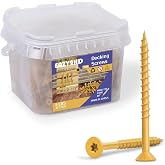Eazy2hD Deck Screws # 10 x 2-1/2 Inch, 377 Pcs, Steel Exterior Wood Screw | Epoxy Coated Rust Resistant, Construction Screw for Fence Framing Drywall, Tan, 5 Lb, Torx/Star Drive Head, T25 Bit Included