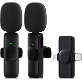 JUDKIOM 2 Pack Wireless Lavalier Microphone for iPhone,Android, USB C, Clip-on Mics, Bluetooth Lapel Mic for Video Recording Interview Vlog YouTube TikTok
