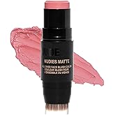 Nudestix Nudies Blush Stick – 3-in-1 Cream Blush for Cheeks, Eyes & Lips with Built-In Brush | Soft Matte Finish for a Natural Flush |Sunkissed Pink