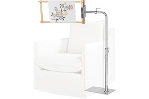MARGAR Workstand with Side Clamp, for Lowery Stand, Adjustable Cross Stitch Floor Stand, Rotating Needlepoint Stand, Fits Q-Snap Frames, and Scroll Rods up to 20" Wide, Heavy Duty Metal Construction