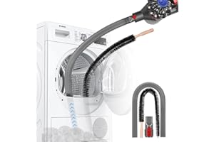 DrRobor Dryer Vent Cleaner Kit and Dryer Lint Brush Compatible with Dyson V7 V8 V10 V11 V12 V15, Flexible Dryer Lint Remover Hose Replacement Parts Attachment - Grey