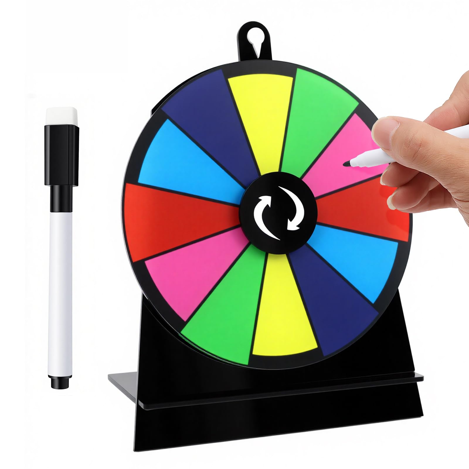 CYZBL 6 Inch Heavy Duty Spinning Prize Wheel with Stand, 12 Slots Fortune Roulette Game - Portable Prize Wheel Spinner With Marker Pen - for Carnival Party Show