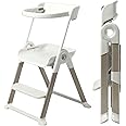 Boon Pivot Toddler Tower Kids Kitchen Step Stool - Folding Toddler Step Stool for Bathroom Sink or Kitchen Counter - Step Stool for Toddlers with CPC Certification - White - Ages 18 Months to 4 Years
