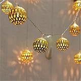 Twinkle Star 40 LED Globe String Lights, Halloween Decorations Golden Moroccan Hanging Lights Battery Operated Decor for Indo