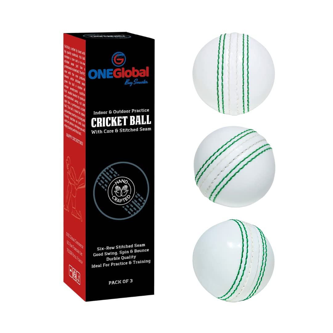 ONEGlobal Incrediball Soft Practice Cricket Ball | Outdoor & Indoor Rubber Cricket Ball With Core & Stitched Seam | For Practice, Honing Skills & Family Fun | Senior and Junior Sizes