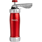 Marcato Biscuit Cookie Press Design Line, Red. MADE IN ITALY, 20 Shapes, 2 Cookie Sizes, Food‑Grade Anodized Aluminum, Easy t