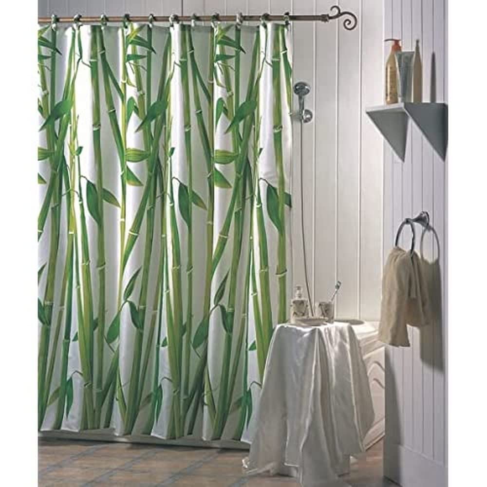 MSV "Bamboo Polyester Shower Curtain, Multi-Colour, 180 x 200 cm
