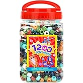 Praisebank Pony Beads, 1200pcs 6x9mm, Wholesale Beads, Bracelets Jewelry Making, Arts & Crafts(Earth-Tone)