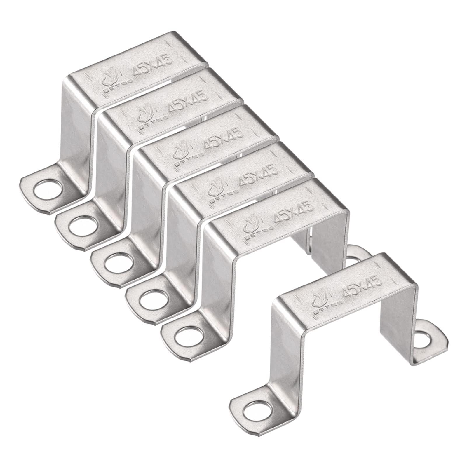 TA-VIGOR 6Pcs U Shaped Connector Bracket, 45mm x 45mm Stainless Steel Bracket Stainless Steel Pipe Clamp, Heavy Duty Conduit Clamps for Door Closed Bar Holder Strut, Pipe Tube Wire Fixing