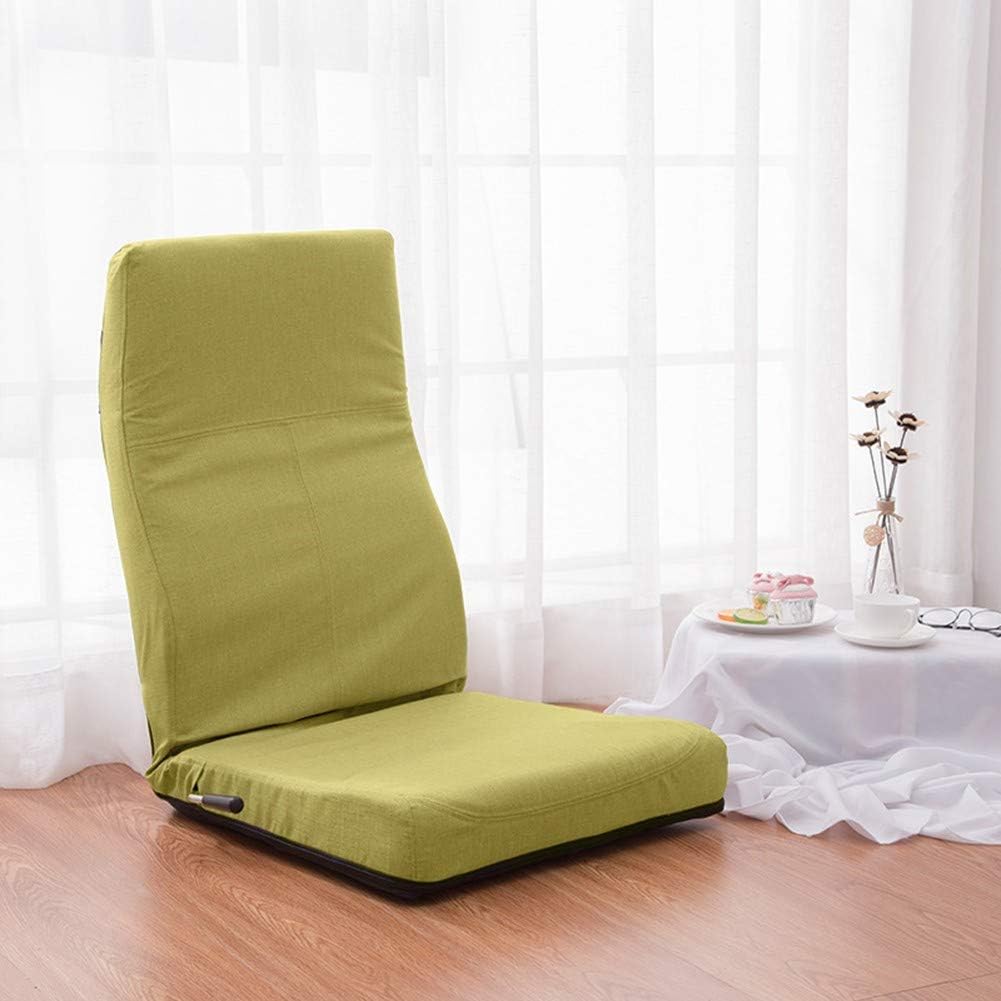 SSLW 14 Position Adjustable Floor Chair with Back Support Comfortable Foldable Seating for Adults Kids Video Gaming Reading Watching Lazy Recliner, Green