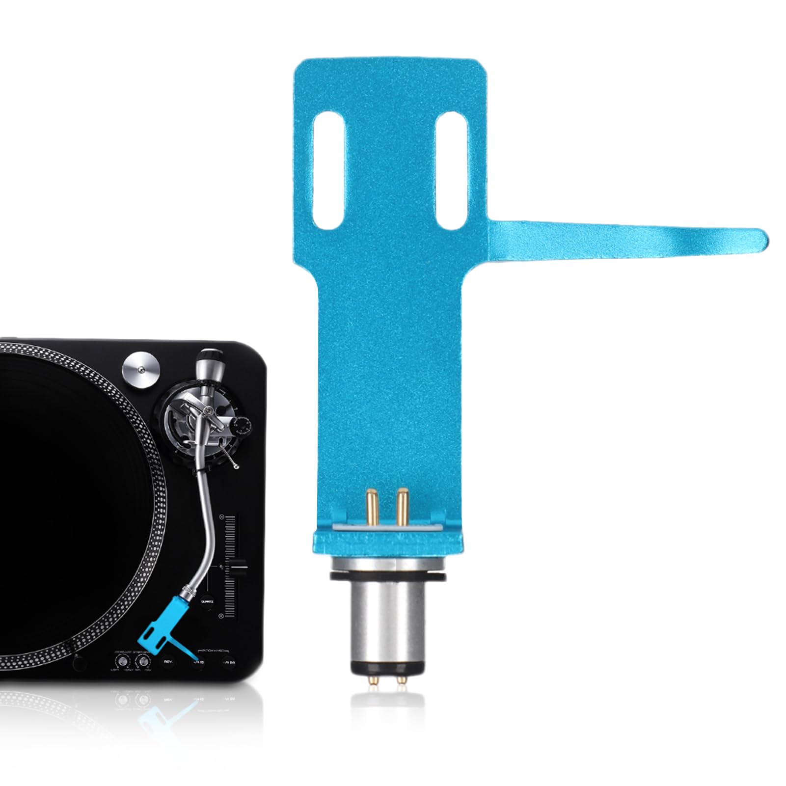 Turntable Headshell, Phono Holder with Lead Wires, Cartridge, Premium Quality Material, High-end Phono Cartridge Headshell Record Player Kit(Blue)