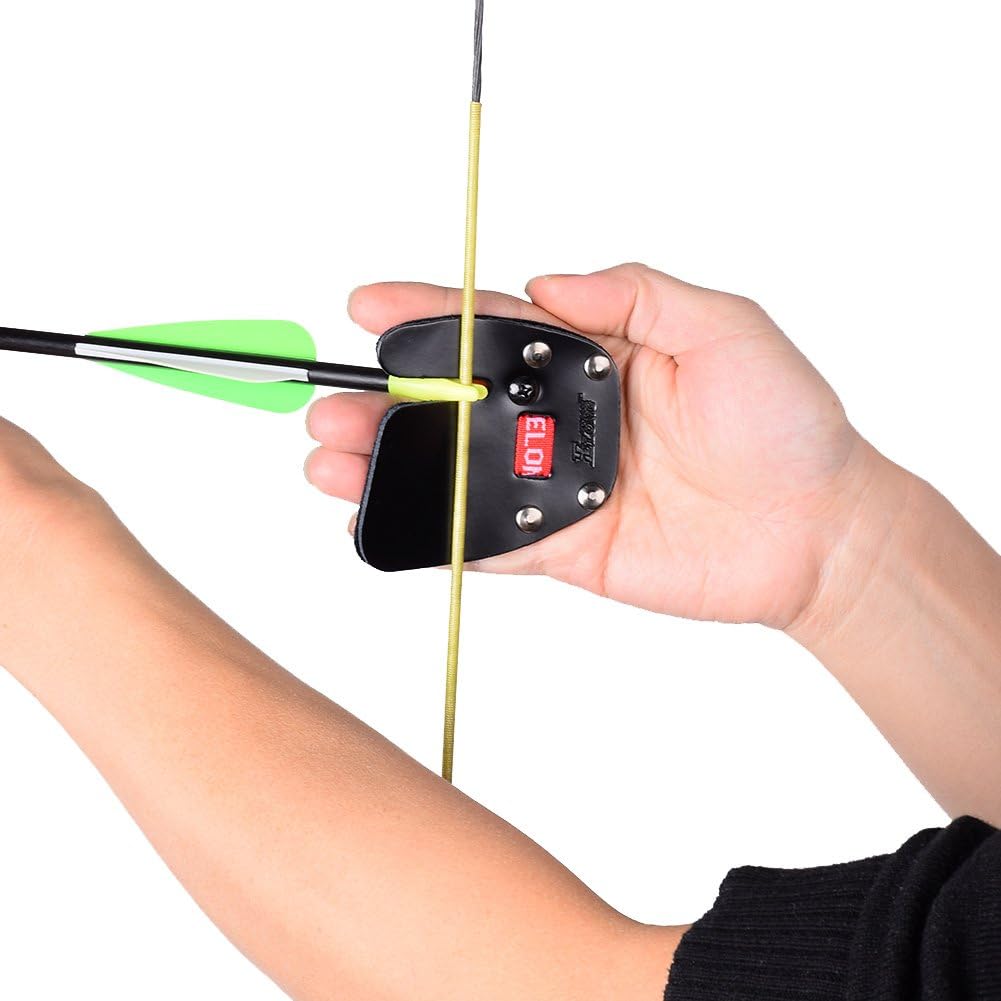 Ww Zat Archery Finger Tab Finger Protector Cow Leather Shooting Tabs Recurve Bow （Right Left Hand Pack of 1）