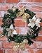 Clever Creations 12 Inch Artificial Christmas Wreath for Front Door Decor, Indoor and Outdoor Holiday Hanging Decoration, White and Gold Bows