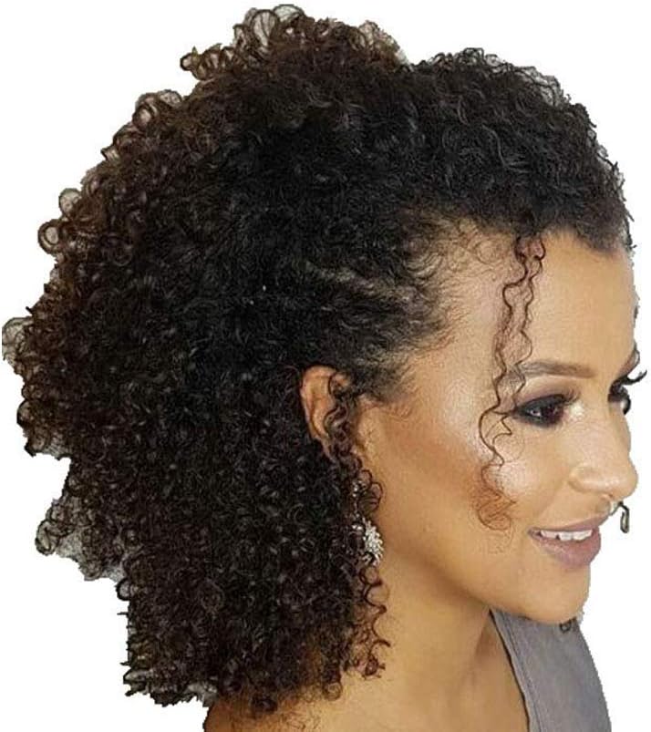 Easyouth Real Hair Clip in Extensions 7 Pieces 8" 100g Per Package Clip in Afro Hair Natural Black Clip in Hair Extensions