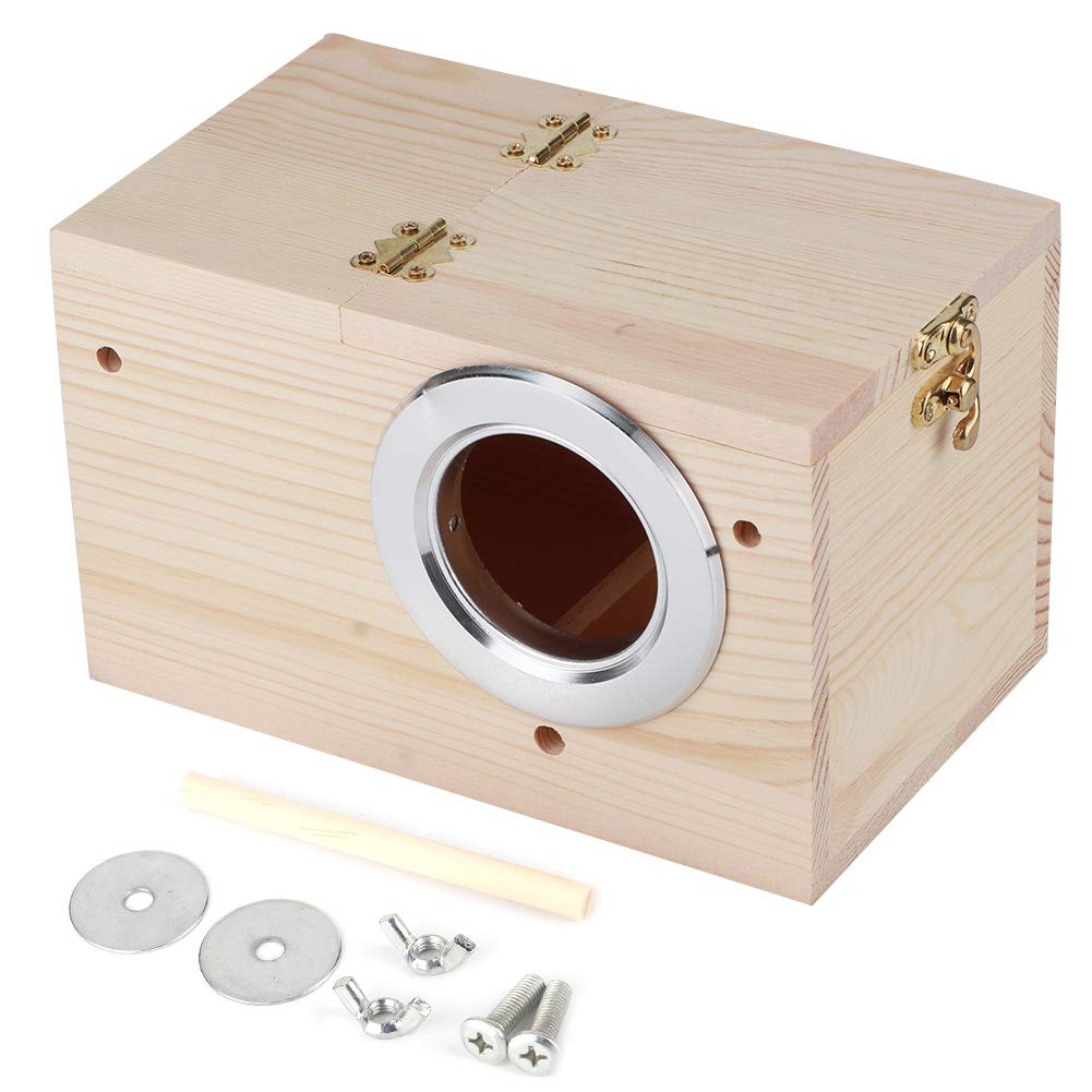 Solid Wooden Bird House Incubation Breeding Box for Parrots Budgies Birds Perch Keep Warm, Garden Decoration Accessories
