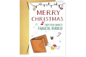 PUGAILA Funny Financial Burden Christmas Card for Dad Stepdad Father Sepfather, Hilarious Merry Christmas Card from Daughter 