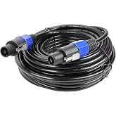 HBU 1 Pack 50 Feet Speakon Cable - 50 Ft NL4FC SpeakOn to Speakon Extension Cable - Pro PA, DJ, Studio, Gig Wire with Twist Lock, 2 Conductor