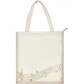 Headsitg Music Notes Tote Bag, Canvas Handbag for Class, Reusable Shopping Bags, Music Gifts for Women
