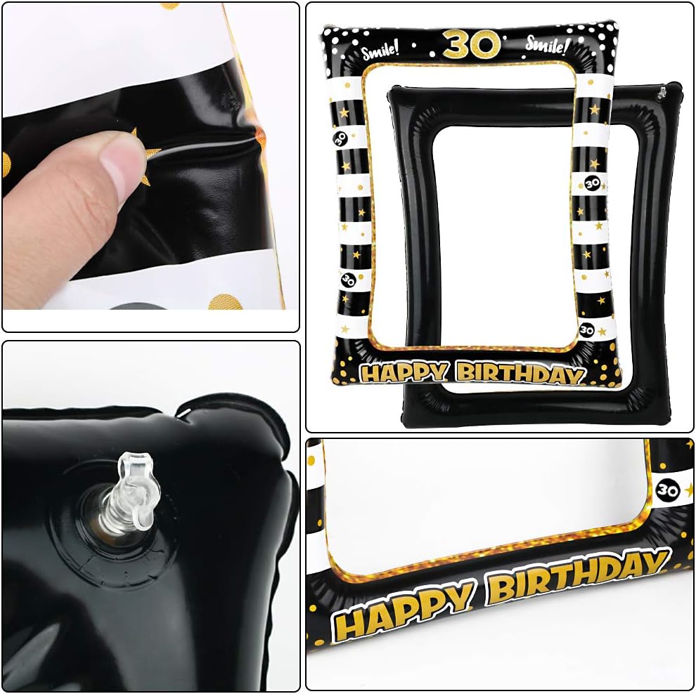 30 Ans 25pcs Accessoires Photomaton Anniversaire 30 Ans Avec Cadre Photocall Masquerade Photobooth Unisexe Retro Cabine Noir Dore Pour Fete Mariage Party Decoration Accessoires De Photobooth Loisirs Creatifs