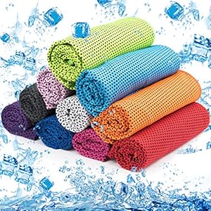 MENOLY 10 Pack Cooling Towel, Ice Towel Microfiber Towel Soft Breathable Chilly Towel for Sports Gym Yoga Camping Running Fitness Workout & More Activities (10 Colors)