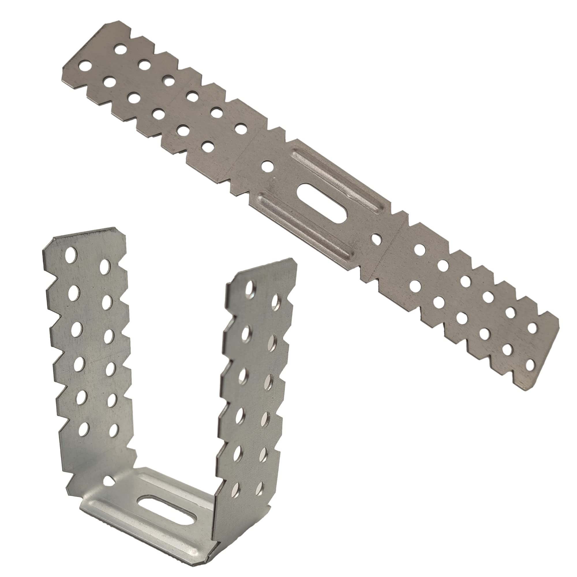 LLB - Pre-Galvanised Drywall Brackets | 195mm x 30mm for Masonry Wall Ceiling Timber Joint | Lightweight Alloy Steel | Designed for Plasterboard Dry Lining Systems, Silver, Pack of 10, Alloy Steel.