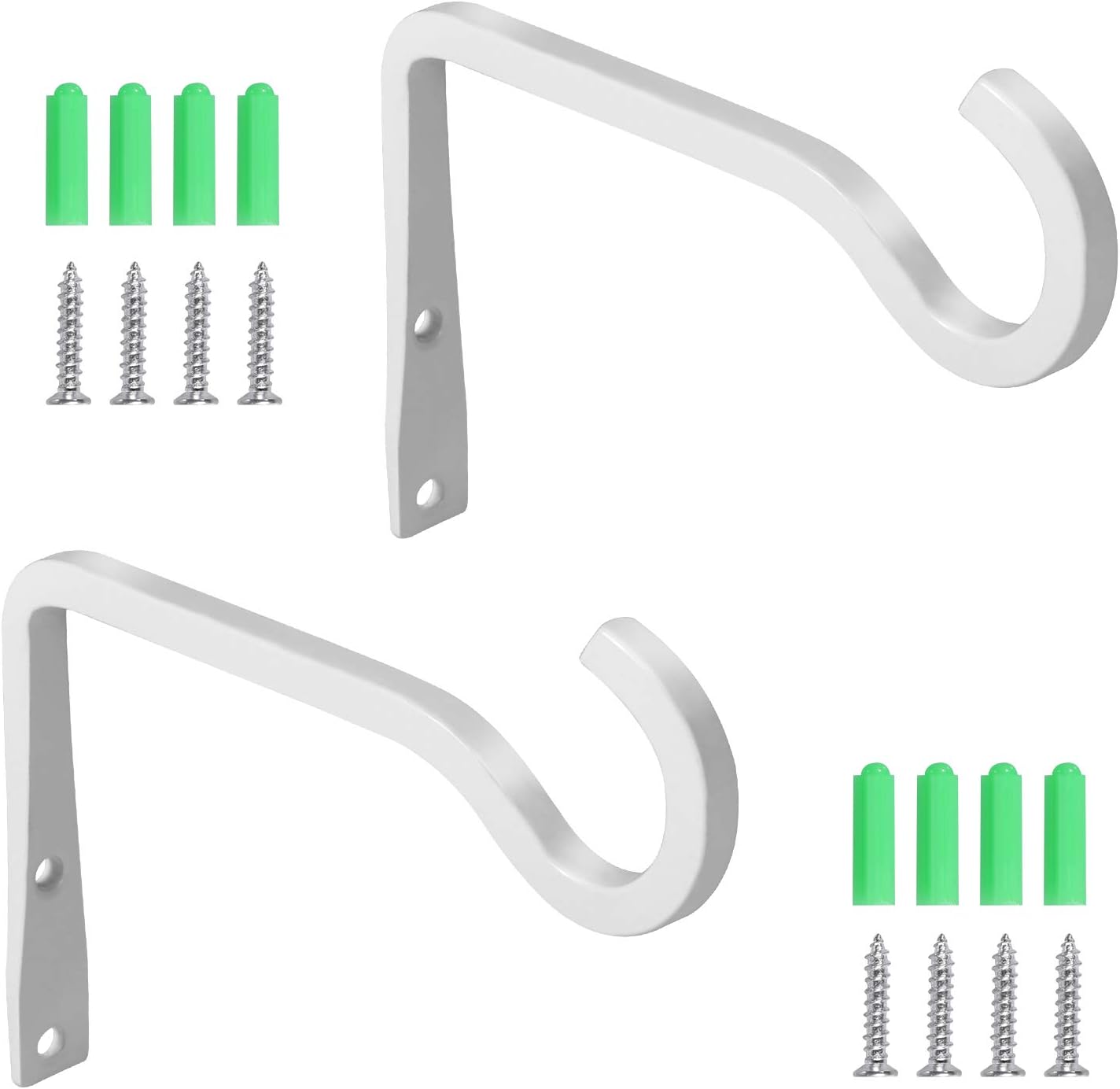 Outdoor Hanging Brackets - 6 inch Plant Hanger, Wall Hooks for Hanging Bracket Lanterns Coats, Heavy-Duty Metal Hooks for Plant Hangers, Flower Basket, Lights and Artworks, Home Decor Indoor & Outdoor 2 Pack, Screws Included