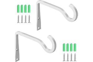 GINBEL DIRECT 6 inch Plant Hanger Wall Hooks for Hanging Bracket Lanterns Coats Heavy-Duty Metal Hooks for Plant Hangers Flower Basket Lights and Artworks Home Decor Indoor & Outdoor 2 Pack Screws Included