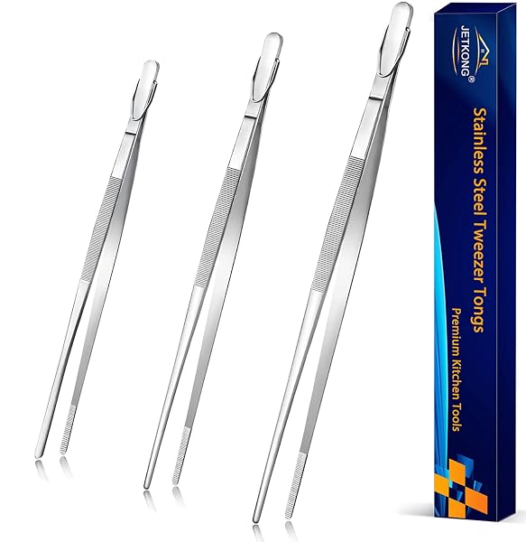 JETKONG EXTRA LONG KITCHEN TWEEZERS HEAVY DUTY STAINLESS...
