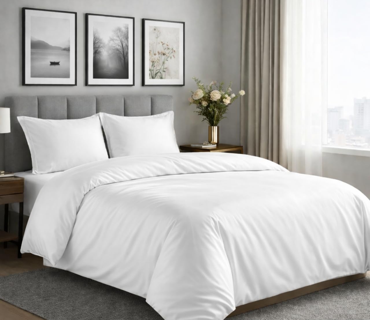 Indus Textiles Double Duvet Cover Set 100% Pure Egyptian Cotton Hotel Quality 800 Thread Count Duvet Set with Pillowcases Easy Care and Super Soft Luxury Double Duvet set (Double)