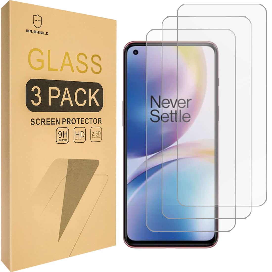 Mr.Shield Screen Protector For OnePlus Nord 2T 5G [Tempered Glass] [9H Hardness] [3-Pack] Screen Protector