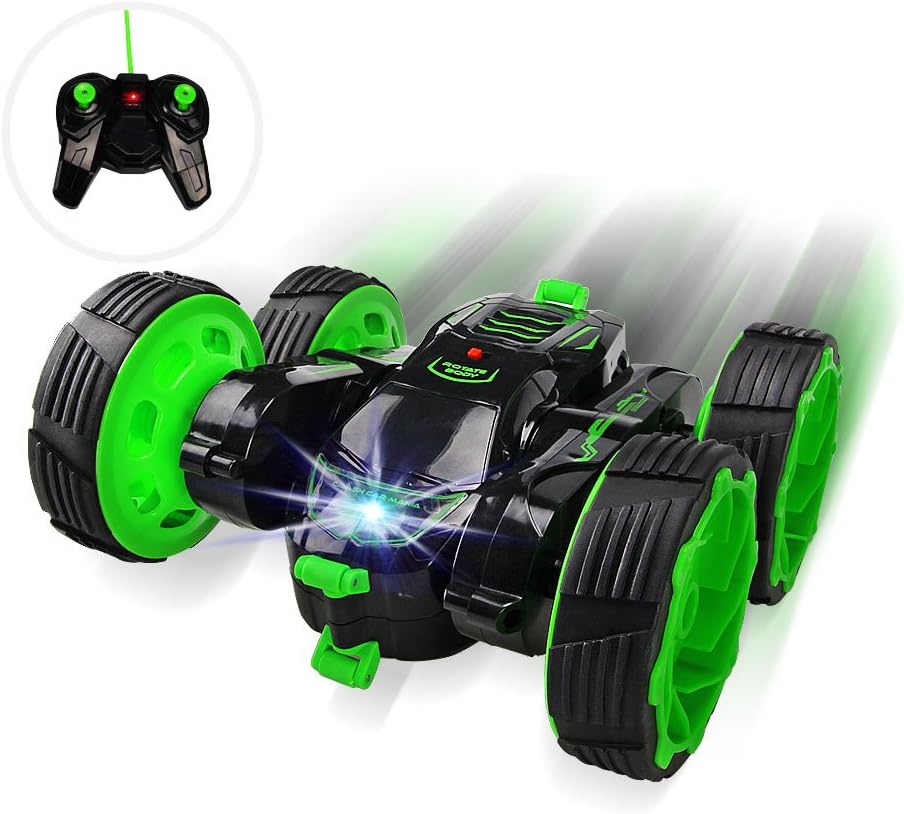 haomsj StunRC t Car Racing 4WD RC Car Double Sided Rotating Tumbling Ransformation 360 Degree Flips 3D Flip with LED Headlights