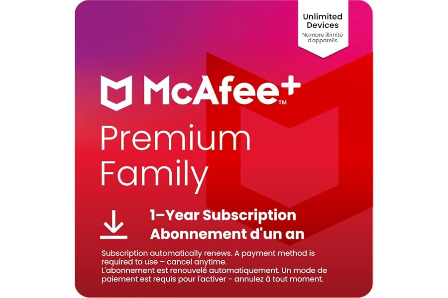 McAfee+ Premium Family 2025 Unlimited Devices | All-In-One Cybersecurity Software includes Unlimited VPN, Identity Monitoring