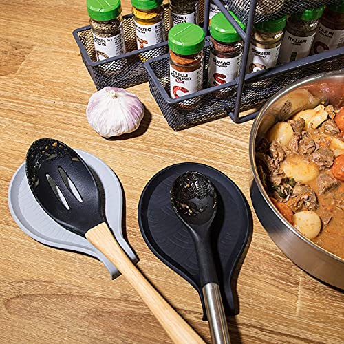 SbS Silicone Spoon Rests, Utensil Holder for Kitchen Set of 2 in Black