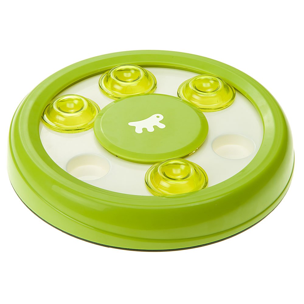 Ferplast Interactive Cat Toy DISCOVER, Teaser Cat Toy with holes for croquettes, Pet Toy in plastic with non-slip, Ø 23 x 4.2 cm