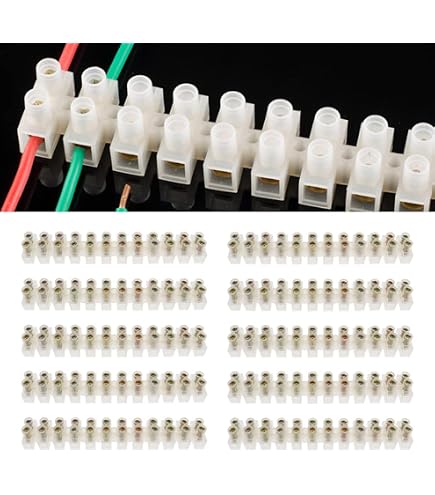 YXQ 380V 5A Screw Terminal Strip Blocks - Dual Row 12 Position Electric Barrier Terminal Blocks (10 Pack, White)
