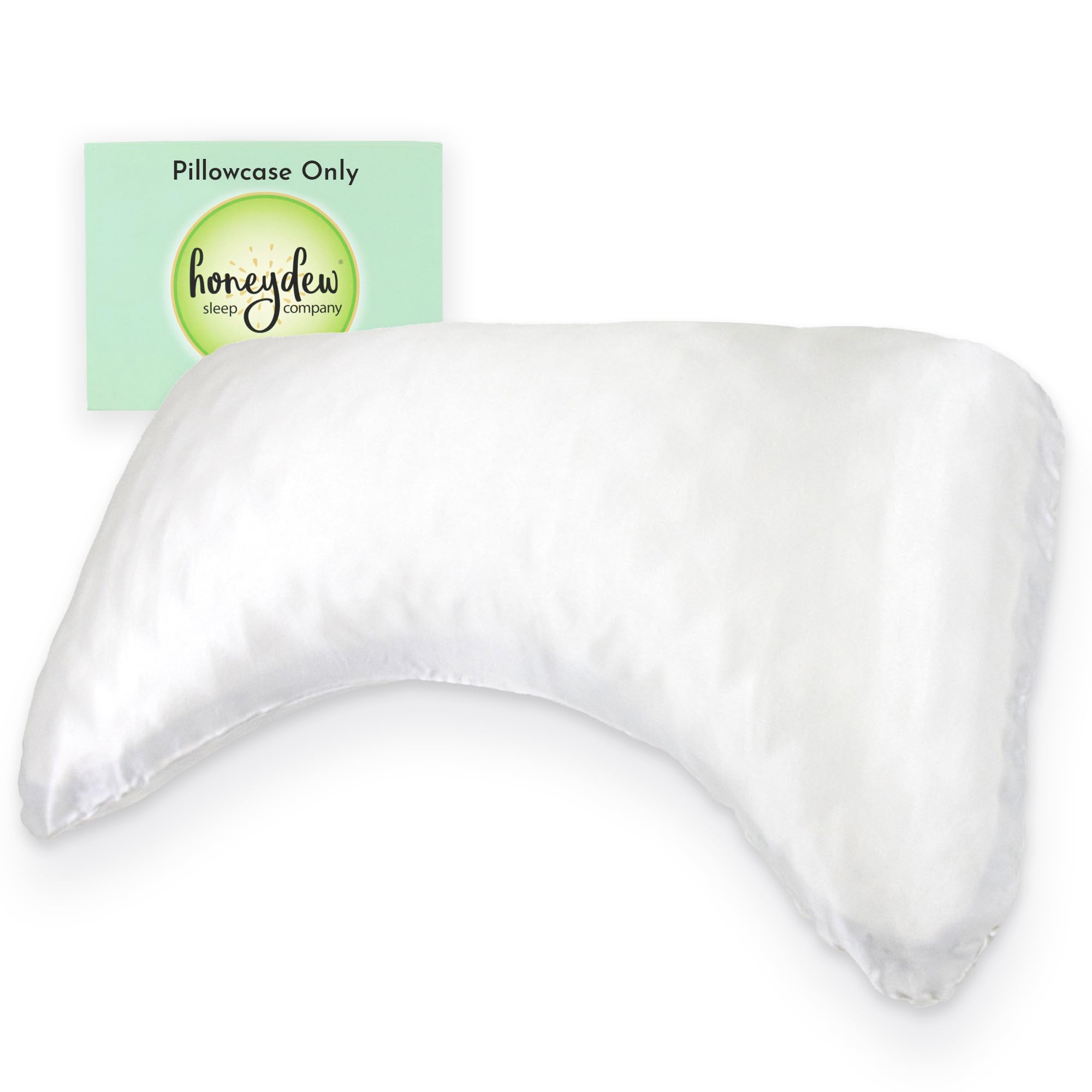 Photo 1 of Honeydew Organic Satin Side Pillow Curved Pillowcase - The Ultimate Luxury Pillowcase to Reduce Wrinkles and Improve Skin and Hair Health - Queen Size (Powdered Sugar White)
