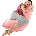 BATTOP Pregnancy Pillow for Sleeping,Body Maternity Pillow with Cooling Cover,Support for Back,HIPS,Legs,Belly for Pregnant Women(Coco Pink)