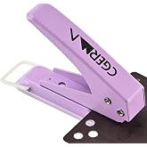 Single Hole Puncher, 1/4" Hole, 50% Labor Savings, Heavy Duty Metal Punch, 15 Sheet Capacity, for ID Cards, Chipboard, Art Project, Crafts Easy Punching, Purple