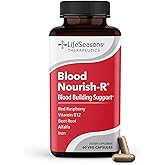 LifeSeasons Blood Nourish-R - Iron Deficiency Supplement - Supports Anemia, Fatigue, Paleness & Dizziness - No Constipation - Blood Building - Iron, Alfalfa, Raspberry & Vitamin B-12-60 Capsules