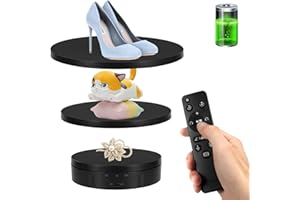 BOSGLADEK Remote Motorized Rotating Display Stand, Electric Rotating Platform with 5.74/7.08/8.66in Replacement Covers, 3 in 1 Turntable with Rechargeable Battery for Live Streaming Video Shoot Photography