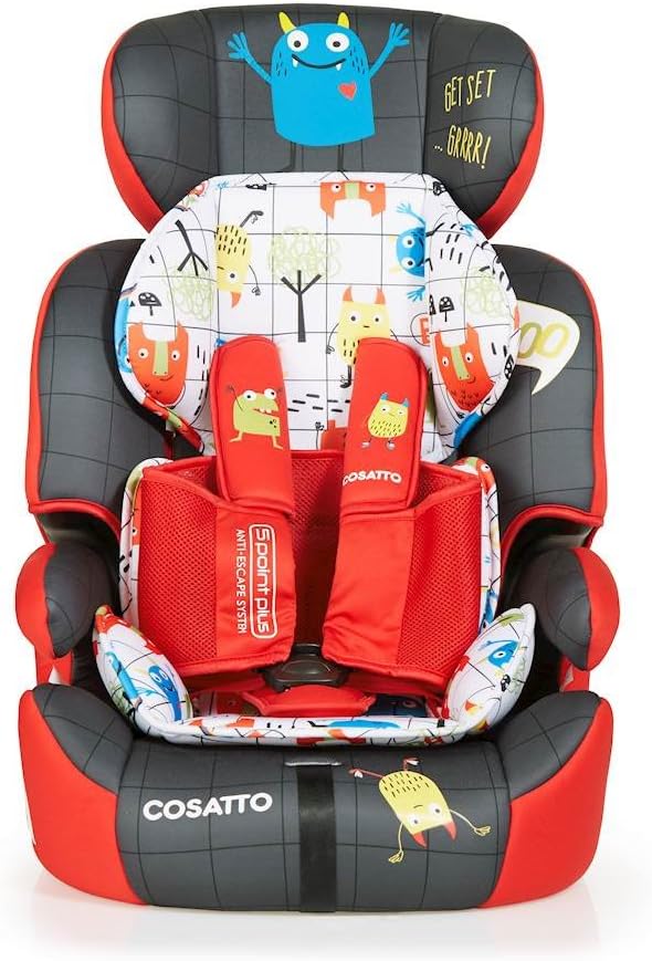 Cosatto Zoomi Car Seat | Group 1 2 3, 9-36 kg, 9 Months-12 years, Side Impact Protection, Forward Facing (Monster Mob)