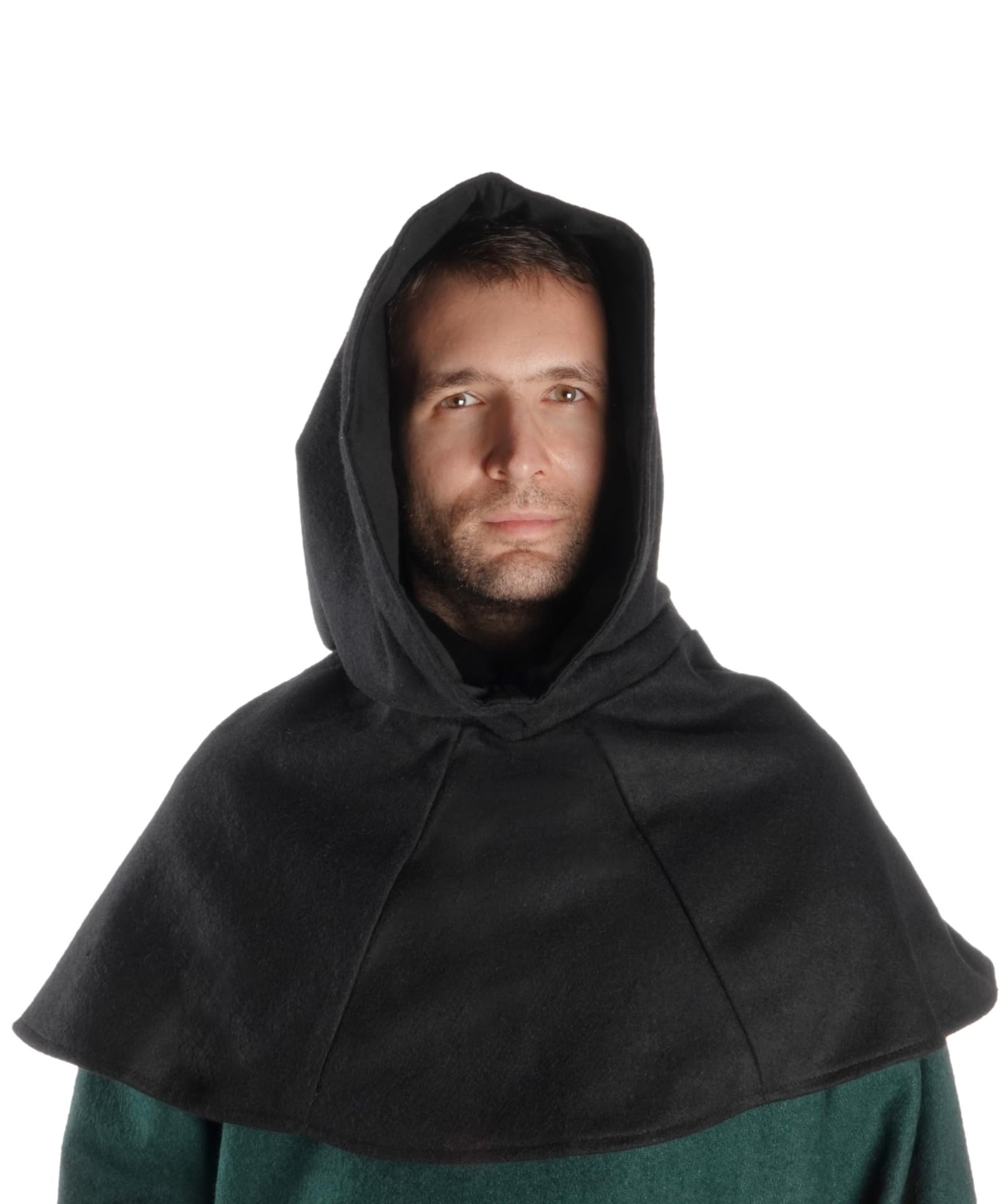 HEMAD Hood - Medieval-Larp Wool Felt Head Wear - black