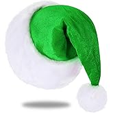 YUNPLE Santa Hat, Christmas Hat for Unisex Adults Deluxe Velvet Touch for Christmas New Year Festive Holiday Party Favors