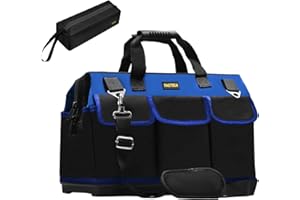 FASTECH 22 Inch Bottom Tools Bag With Wide Mouth For Tool Storage, Carrier and Organizer, Heavy Duty Tool Tote Bag For Men/Women, Wide Mouth Tool Bag With Inside Pockets (22 Inch)