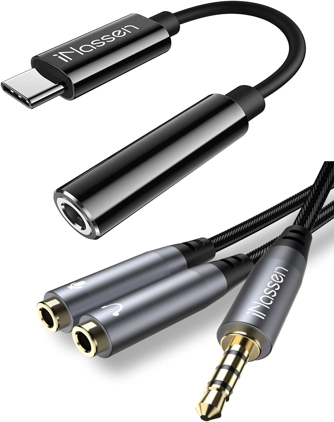 Headset Splitter, iNassen 3.5mm Audio + Mic Stereo Splitter