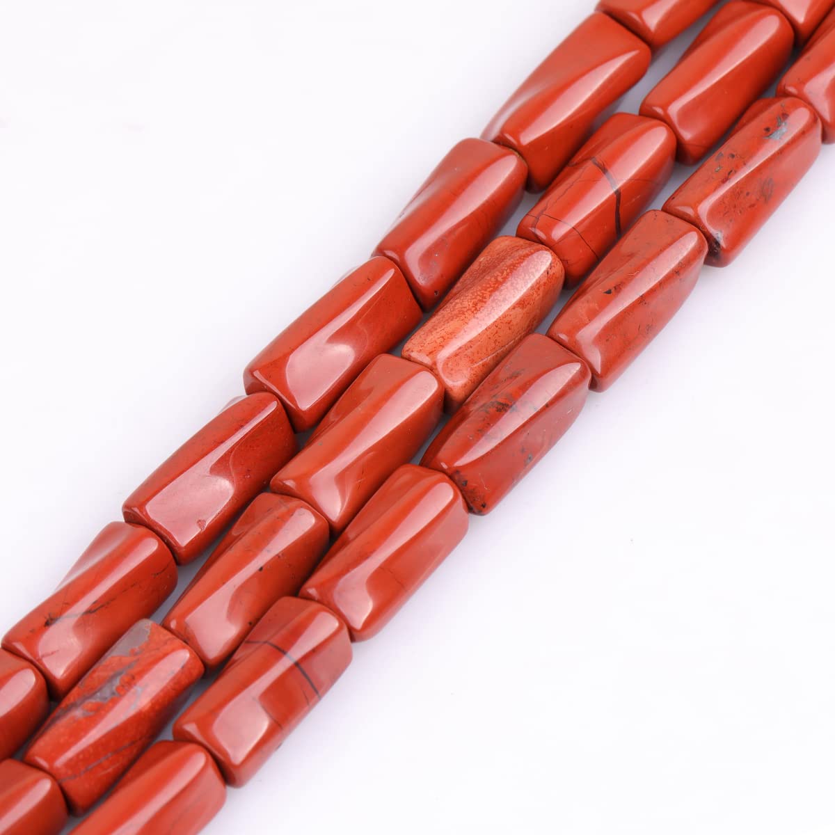Sweet & Happy Girl's Store 9x20mmTwist Column Gemstone Red Jasper Beads Strand 15 Inch Jewellery Making Beads