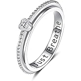 Step Forward 925 Sterling Silver Fidget Ring with Spinner for Anxiety for Women- Jewelry Gifts for Worry & Boredom Relieving for ADHD Autism