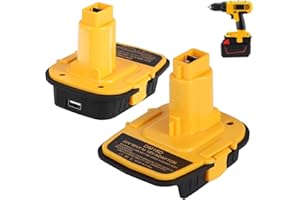 Fybemax 2 Packs DM18D Battery Adapter with USB, Replace DCA1820 for DeWalt 20V & for Milwaukee M18 Lithium Battery to for DeWalt 18V NiCad & NiMh Battery Tools